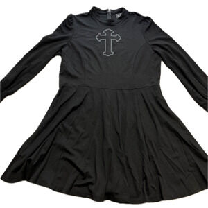 Killstar Neverafter Cross Skater Dress Size 4XL Black Mesh Cutout Goth Witchy